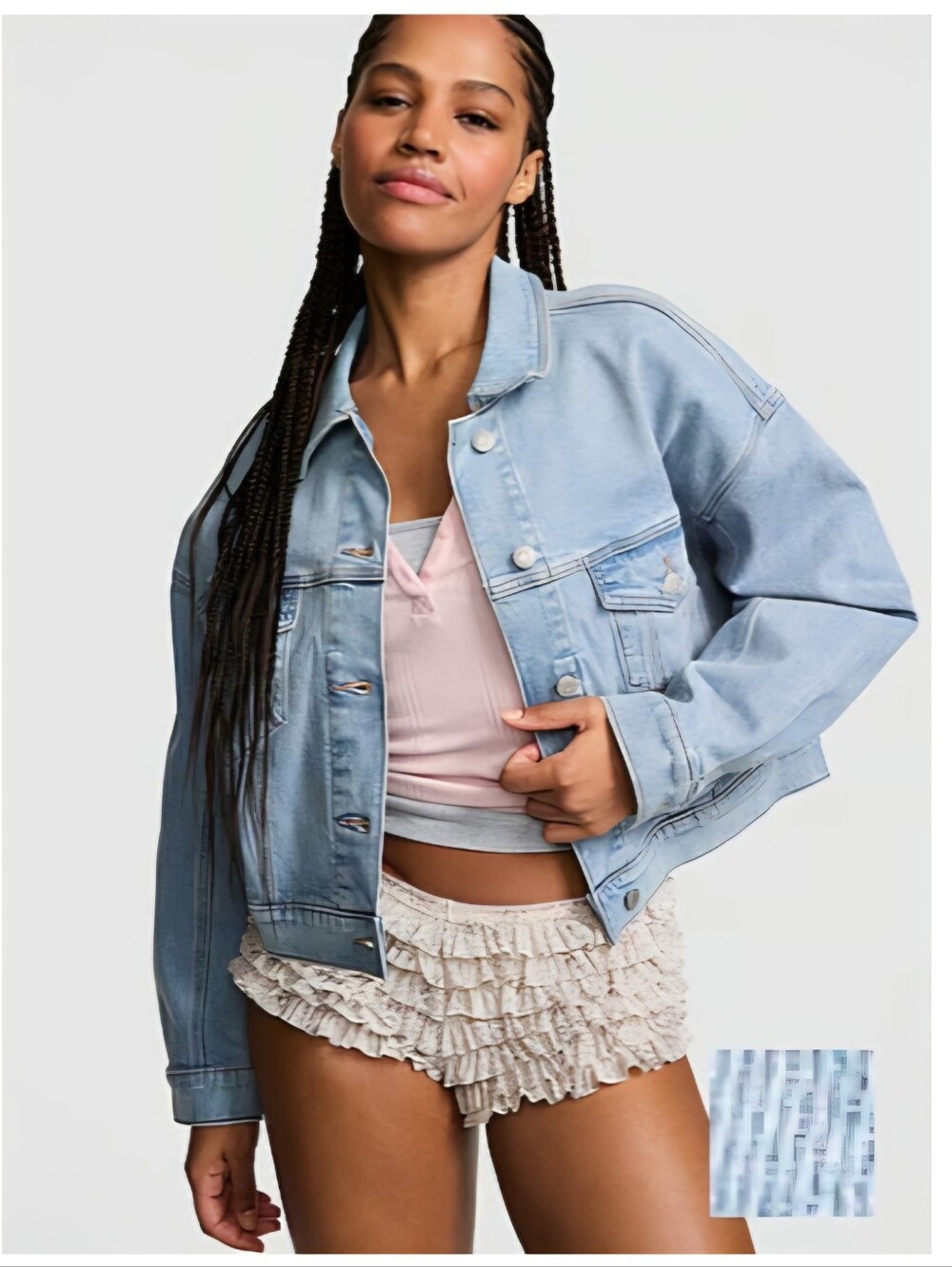 VS Denim by PINK Trucker Jacket Slow Burn Blue Wash NWT Size M
